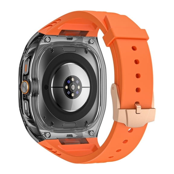 For Samsung Galaxy Watch Ultra 47mm / Ultra 2025 Modified PC Hybrid TPU Watch Case Band(Orange Clear Black)