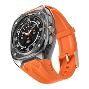 For Samsung Galaxy Watch Ultra 47mm / Ultra 2025 Modified PC Hybrid TPU Watch Case Band(Orange Clear Black)