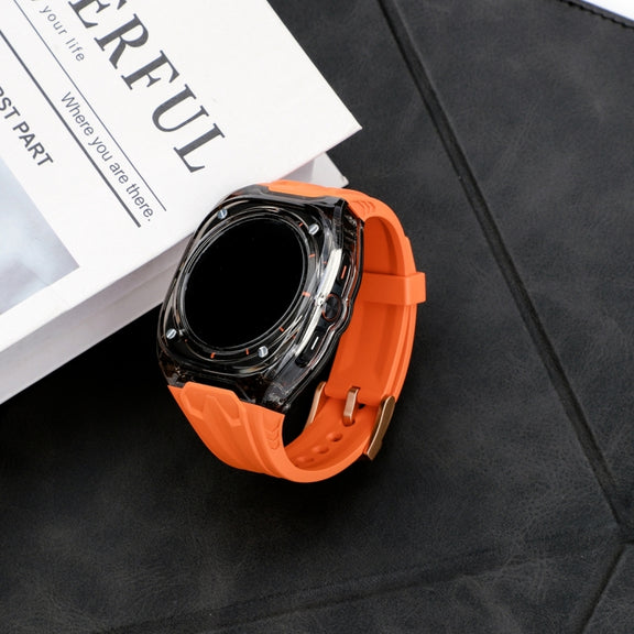 For Samsung Galaxy Watch Ultra 47mm / Ultra 2025 Modified PC Hybrid TPU Watch Case Band(Orange Clear Black)