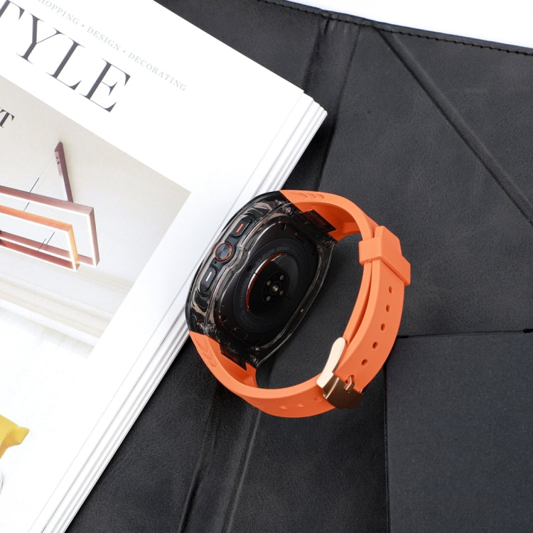 For Samsung Galaxy Watch Ultra 47mm / Ultra 2025 Modified PC Hybrid TPU Watch Case Band(Orange Clear Black)