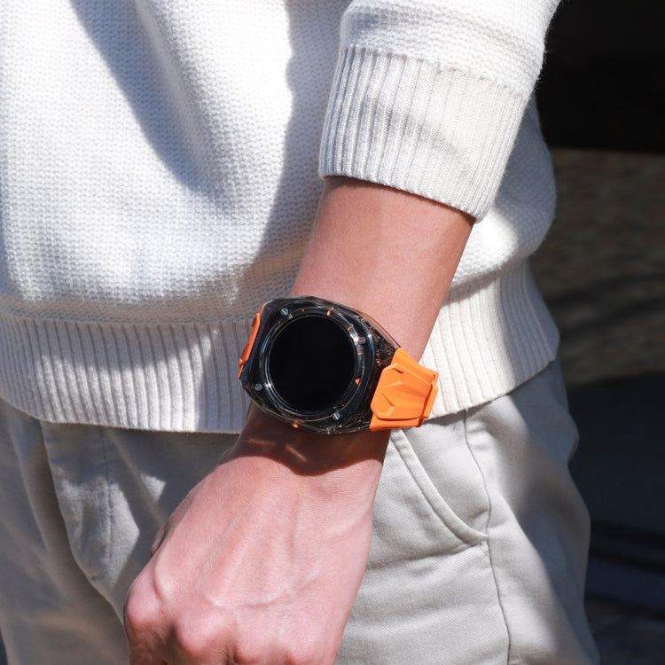 For Samsung Galaxy Watch Ultra 47mm / Ultra 2025 Modified PC Hybrid TPU Watch Case Band(Orange Clear Black)