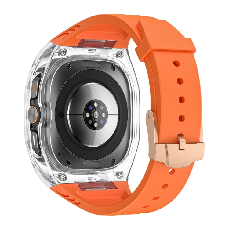 For Samsung Galaxy Watch Ultra 47mm Modified PC Hybrid TPU Watch Case Band(Orange Transparent)