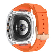 For Samsung Galaxy Watch Ultra 47mm Modified PC Hybrid TPU Watch Case Band(Orange Transparent)