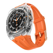 For Samsung Galaxy Watch Ultra 47mm Modified PC Hybrid TPU Watch Case Band(Orange Transparent)