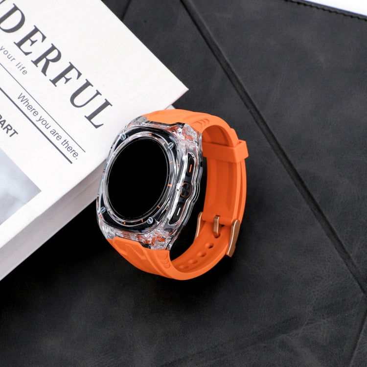 For Samsung Galaxy Watch Ultra 47mm Modified PC Hybrid TPU Watch Case Band(Orange Transparent)