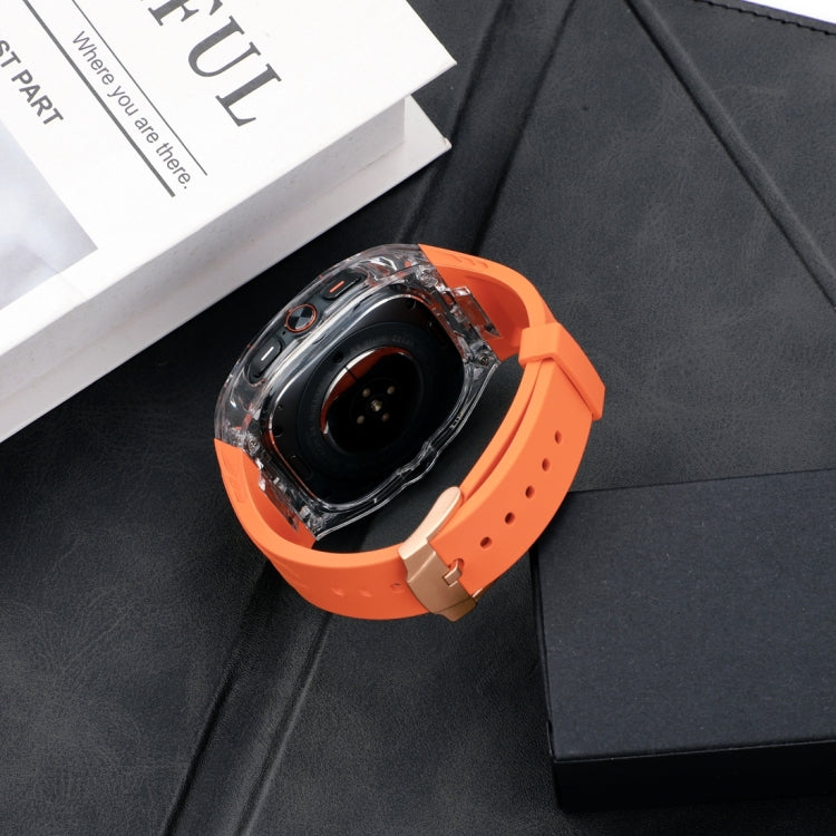For Samsung Galaxy Watch Ultra 47mm Modified PC Hybrid TPU Watch Case Band(Orange Transparent)