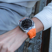 For Samsung Galaxy Watch Ultra 47mm Modified PC Hybrid TPU Watch Case Band(Orange Transparent)