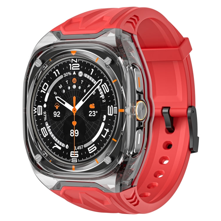 For Samsung Galaxy Watch Ultra 47mm Modified PC Hybrid TPU Watch Case Band(Red Clear Black)