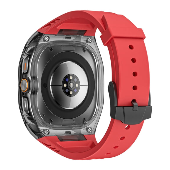 For Samsung Galaxy Watch Ultra 47mm Modified PC Hybrid TPU Watch Case Band(Red Clear Black)
