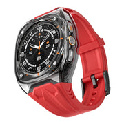 For Samsung Galaxy Watch Ultra 47mm Modified PC Hybrid TPU Watch Case Band(Red Clear Black)
