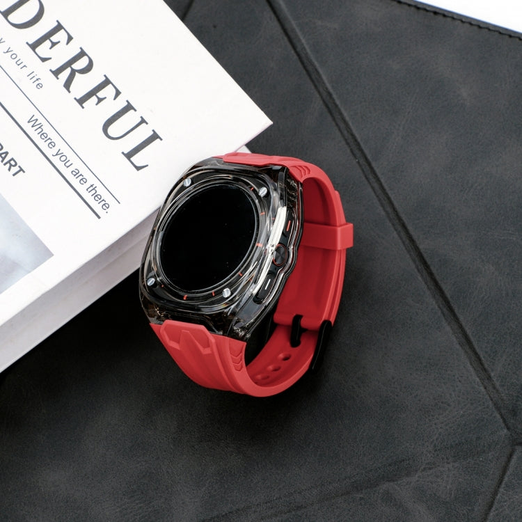 For Samsung Galaxy Watch Ultra 47mm Modified PC Hybrid TPU Watch Case Band(Red Clear Black)