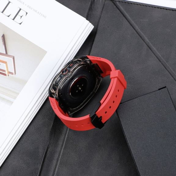For Samsung Galaxy Watch Ultra 47mm Modified PC Hybrid TPU Watch Case Band(Red Clear Black)