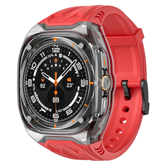 For Samsung Galaxy Watch Ultra 47mm Modified PC Hybrid TPU Watch Case Band(Red Clear Black)