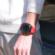 For Samsung Galaxy Watch Ultra 47mm Modified PC Hybrid TPU Watch Case Band(Red Clear Black)