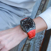 For Samsung Galaxy Watch Ultra 47mm Modified PC Hybrid TPU Watch Case Band(Red Clear Black)