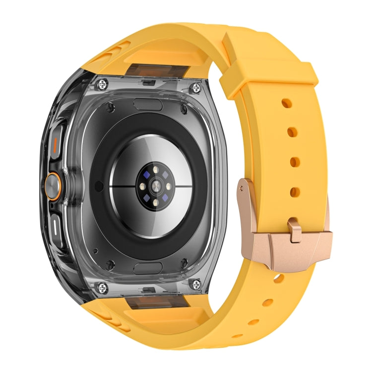 For Samsung Galaxy Watch Ultra 47mm Modified PC Hybrid TPU Watch Case Band(Yellow Clear Black)