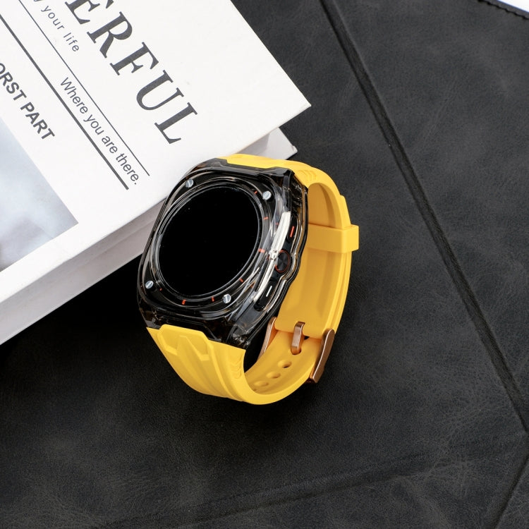 For Samsung Galaxy Watch Ultra 47mm Modified PC Hybrid TPU Watch Case Band(Yellow Clear Black)