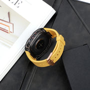 For Samsung Galaxy Watch Ultra 47mm Modified PC Hybrid TPU Watch Case Band(Yellow Clear Black)