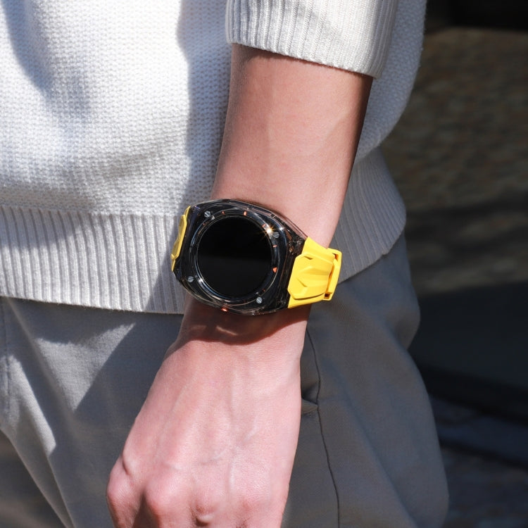 For Samsung Galaxy Watch Ultra 47mm Modified PC Hybrid TPU Watch Case Band(Yellow Clear Black)