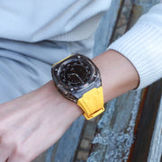 For Samsung Galaxy Watch Ultra 47mm Modified PC Hybrid TPU Watch Case Band(Yellow Clear Black)