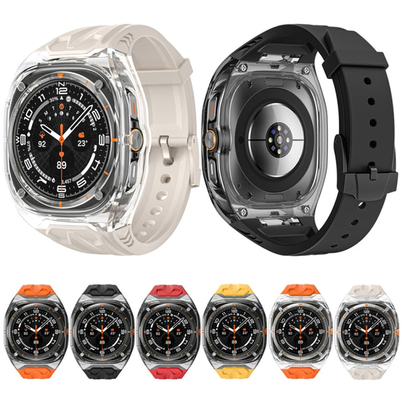For Samsung Galaxy Watch Ultra 47mm Modified PC Hybrid TPU Watch Case Band(Red Clear Black)