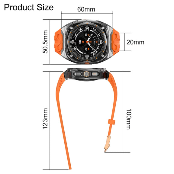 For Samsung Galaxy Watch Ultra 47mm / Ultra 2025 Modified PC Hybrid TPU Watch Case Band(Orange Clear Black)