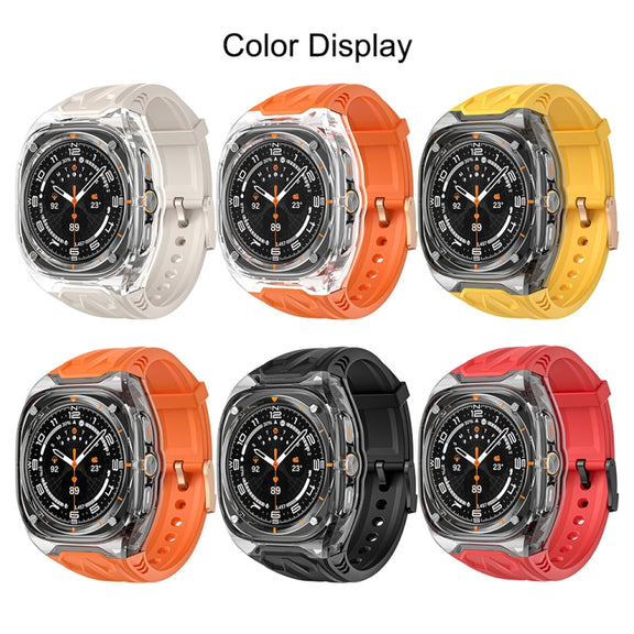 For Samsung Galaxy Watch Ultra 47mm Modified PC Hybrid TPU Watch Case Band(Red Clear Black)