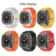 For Samsung Galaxy Watch Ultra 47mm / Ultra 2025 Modified PC Hybrid TPU Watch Case Band(Orange Clear Black)