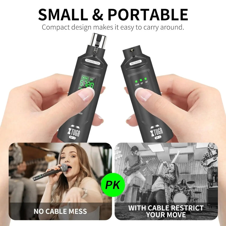 XTUGA SF-1 Wireless XLR Transmitter & Receiver UHF Wireless Adapter for Wired Mic / Guitar(Black) - Microphone by XTUGA | Online Shopping South Africa | PMC TechLife | Buy Now Pay Later Mobicred