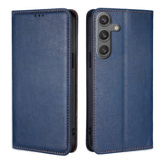 For Samsung Galaxy S25 5G Gloss Oil Solid Color Magnetic Leather Phone Case(Blue)