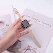 For Apple Watch 46mm / 49mm / 45mm / 44mm Matte Genuine Leather Watch Band(Khaki)