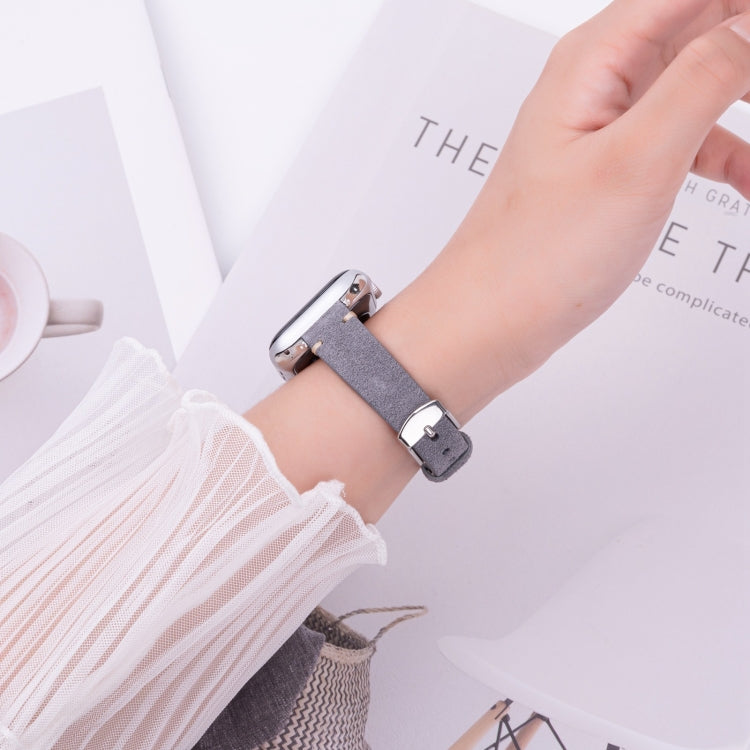 For Apple Watch 46mm / 49mm / 45mm / 44mm Matte Genuine Leather Watch Band(Grey) - free shipping - PMc TechLife - Order now!