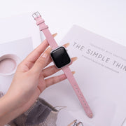 For Apple Watch 46mm / 49mm / 45mm / 44mm Matte Genuine Leather Watch Band(Pink)