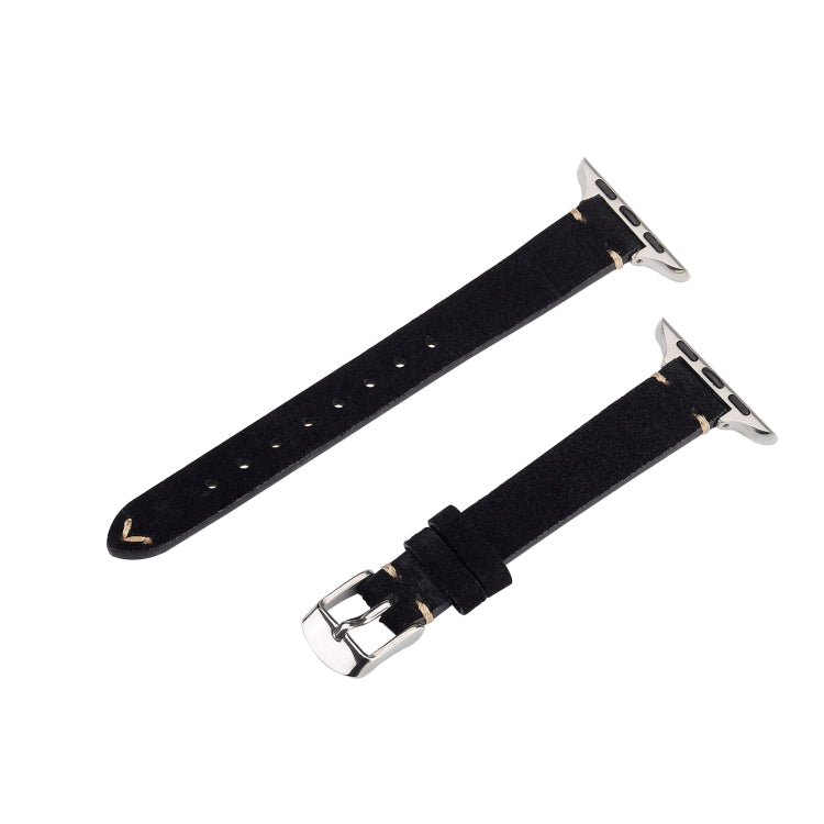 For Apple Watch 46mm / 49mm / 45mm / 44mm Matte Genuine Leather Watch Band(Black) - free shipping - PMc TechLife - Order now!