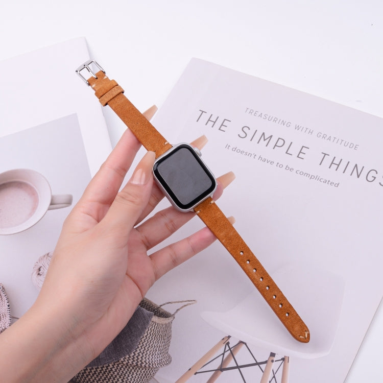 For Apple Watch 42mm / 41mm / 40mm / 38mm Matte Genuine Leather Watch Band(Brown)