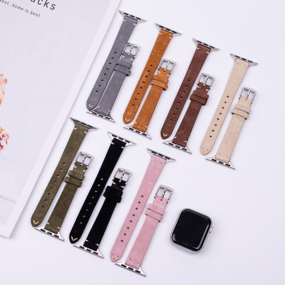 For Apple Watch 46mm / 49mm / 45mm / 44mm Matte Genuine Leather Watch Band(Grey)