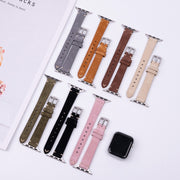 For Apple Watch 42mm / 41mm / 40mm / 38mm Matte Genuine Leather Watch Band(Olive Green)