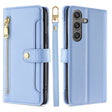 For Samsung Galaxy S25 5G Sheep Texture Cross-body Zipper Wallet Leather Phone Case(Blue) - Galaxy S25 5G Cases by PMC TechLife | Online Shopping South Africa | PMC TechLife | Buy Now Pay Later Mobicred