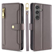 For Samsung Galaxy S25 5G Sheep Texture Cross-body Zipper Wallet Leather Phone Case(Grey) - Galaxy S25 5G Cases by PMC TechLife | Online Shopping South Africa | PMC TechLife | Buy Now Pay Later Mobicred
