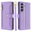 For Samsung Galaxy S25+ 5G Sheep Texture Cross-body Zipper Wallet Leather Phone Case(Purple) - Galaxy S25+ 5G Cases by PMC TechLife | Online Shopping South Africa | PMC TechLife | Buy Now Pay Later Mobicred