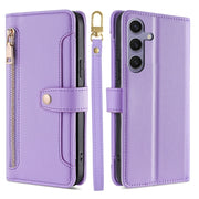 For Samsung Galaxy S25+ 5G Sheep Texture Cross-body Zipper Wallet Leather Phone Case(Purple)