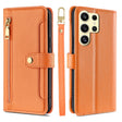 For Samsung Galaxy S25 Ultra 5G Sheep Texture Cross-body Zipper Wallet Leather Phone Case(Orange) - Galaxy S25 Ultra 5G Cases by PMC TechLife | Online Shopping South Africa | PMC TechLife | Buy Now Pay Later Mobicred
