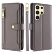For Samsung Galaxy S25 Ultra 5G Sheep Texture Cross-body Zipper Wallet Leather Phone Case(Grey) - Galaxy S25 Ultra 5G Cases by PMC TechLife | Online Shopping South Africa | PMC TechLife | Buy Now Pay Later Mobicred