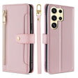 For Samsung Galaxy S25 Ultra 5G Sheep Texture Cross-body Zipper Wallet Leather Phone Case(Pink) - Galaxy S25 Ultra 5G Cases by PMC TechLife | Online Shopping South Africa | PMC TechLife | Buy Now Pay Later Mobicred