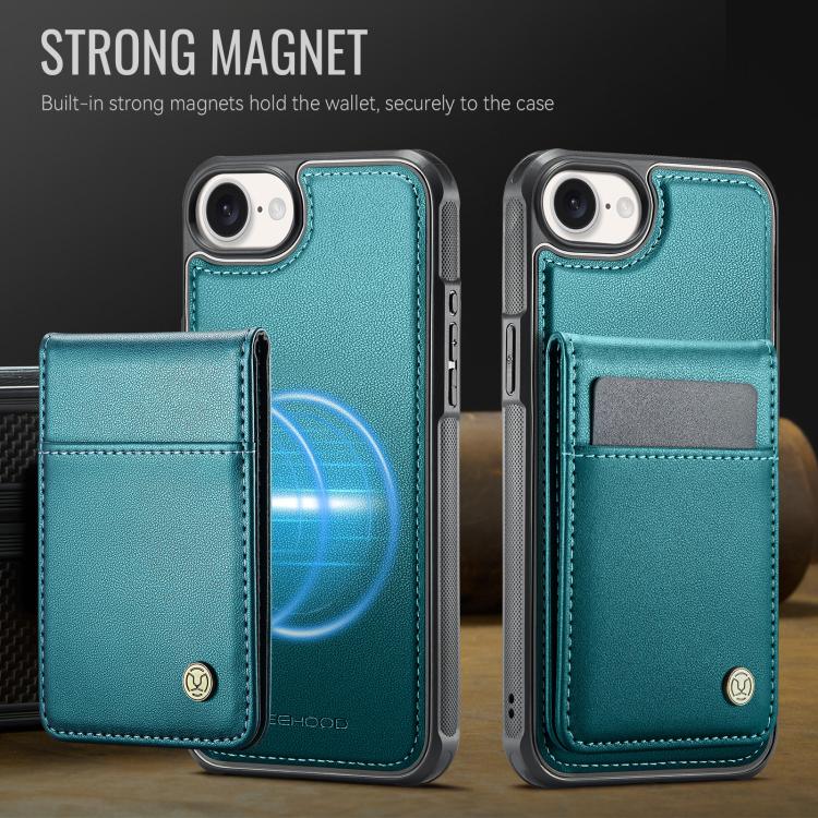 For iPhone 16e JEEHOOD J06 British Style RFID MagSafe Card Bag PU Phone Case(Green) - free shipping - PMc TechLife - Order now!