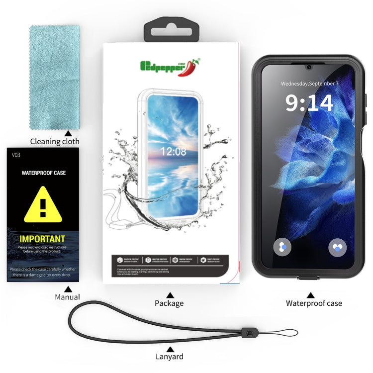 For Samsung Galaxy A16 5G / 4G RedPepper IP68 Water-resistant PC Hybrid TPU Phone Case(Black)