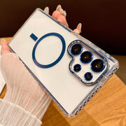 For Samsung Galaxy S25 Ultra 5G Transparent MagSafe Phone Case with Lens Film(Blue)