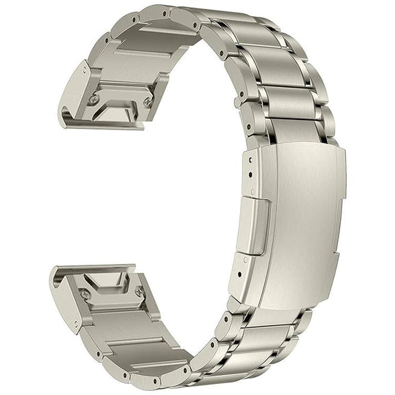 For Garmin 22mm Five-beads Titanium Alloy Push Buckle Metal Quick Release Watch Band(Titanium Color)