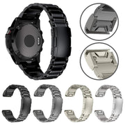 For Garmin 26mm Five-beads Titanium Alloy Push Buckle Metal Quick Release Watch Band(Black)
