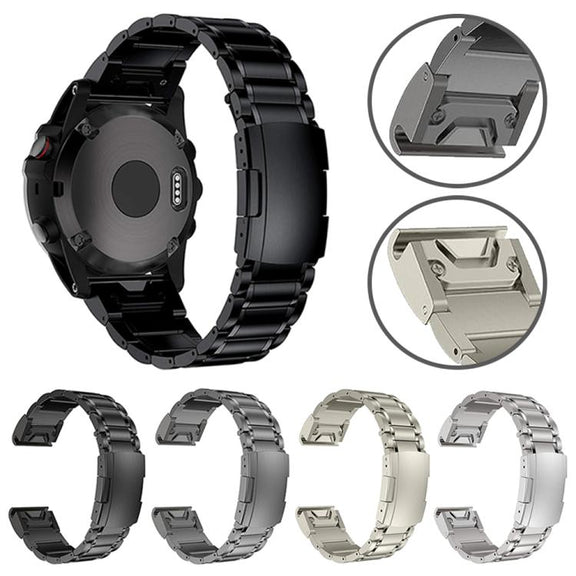 For Garmin 26mm Five-beads Titanium Alloy Push Buckle Metal Quick Release Watch Band(Grey)